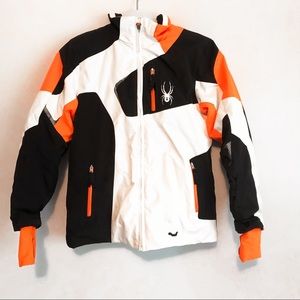 Spyder Boys Size 14 Winter Ski Jacket White Orange